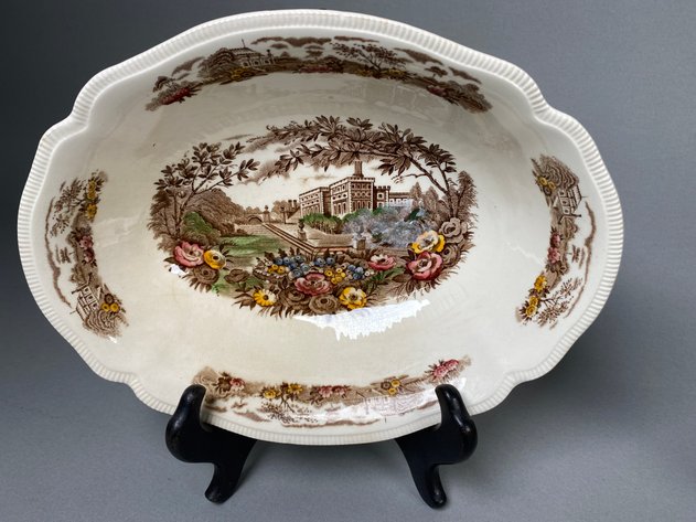 Image for Vintage McCoy Pottery Pitcher & Bowl, Johnson Bros. English Garden Dish, Amber Art Glass Bud & Collector Plates