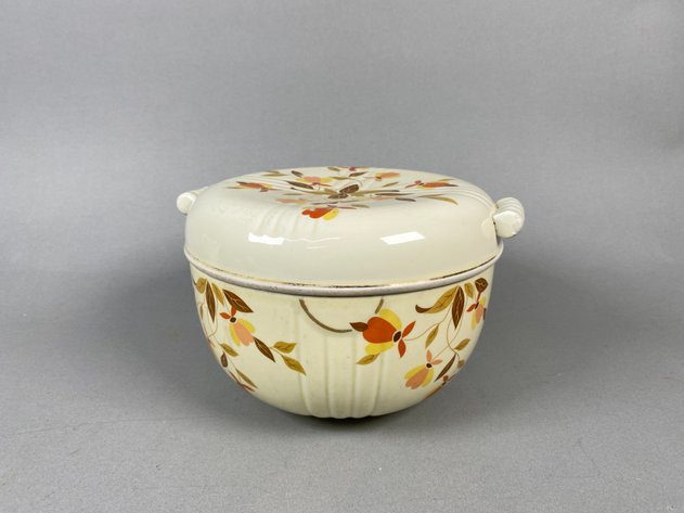 Image for Vintage Hall's Superior Autumn Leaf Covered Casserole, Cabbage Covered Dish, Decorative Watering Can, Corn Covered Dish & Corn Shakers