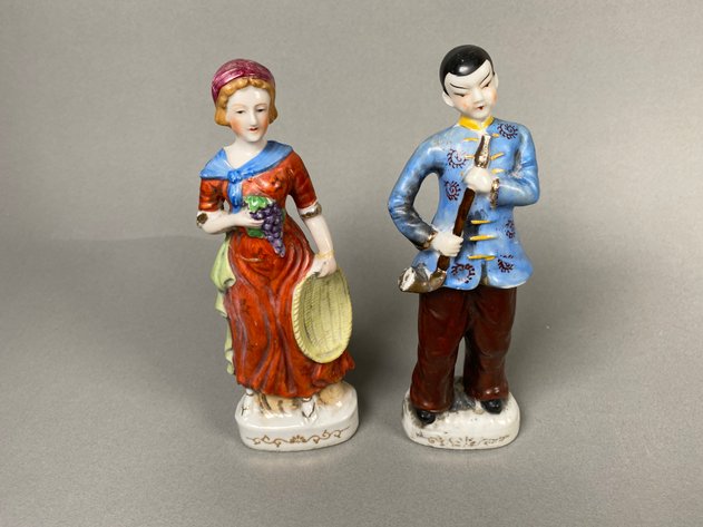 Image for Collection of Vintage Occupied Japan Figurines, Enesco Music Box, Porcelain Creamer & Covered Sugar