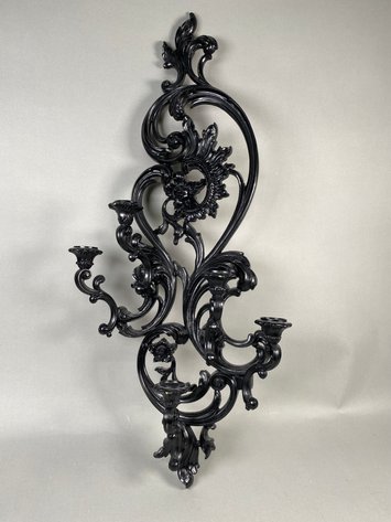 Image for Vintage Syroco Five-Light Wall Candle Sconce with Pair of Gold Metal Hanging Wall Planters