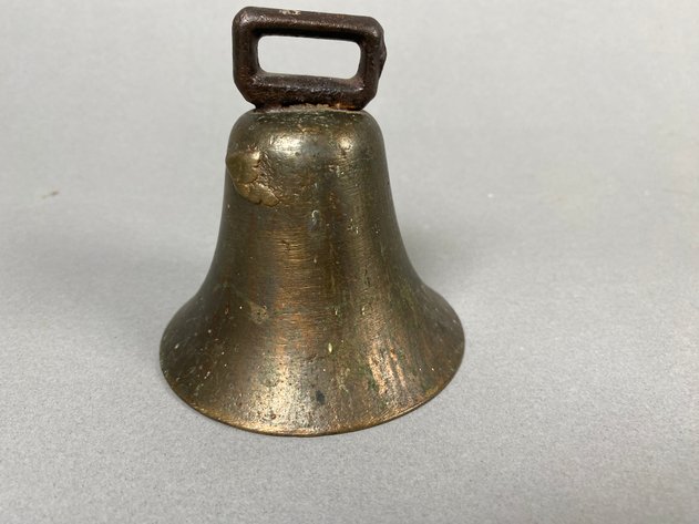 Image for Collection of Vintage Oil Lamps , Brass & Cast Iron Bells Including Cowbell & School Bell