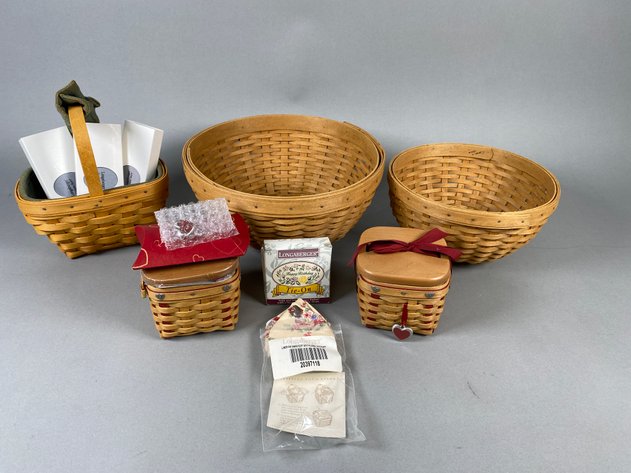 Image for Collection of Longaberger Baskets & Accessories Including Round Bowl Baskets, Market Basket, Sweetest Gift Baskets & Accessories