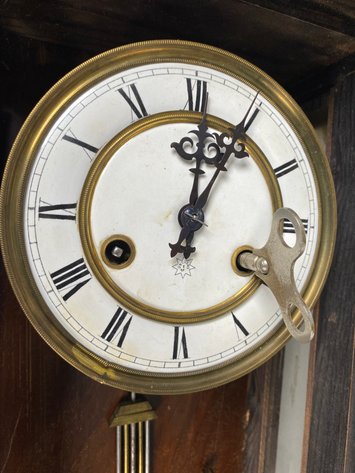 Image for Antique Walnut Regulator Wall clock with Roman Numeral Dial & Glass Door