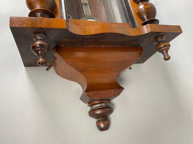 Image for Antique Walnut Regulator Wall clock with Roman Numeral Dial & Glass Door