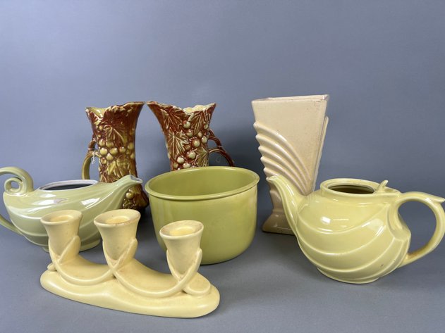 Image for Collection of Vintage McCoy, Hull & Bauer Pottery Including Vases, Pitcher & Candleholder