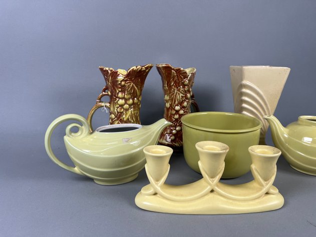 Image for Collection of Vintage McCoy, Hull & Bauer Pottery Including Vases, Pitcher & Candleholder