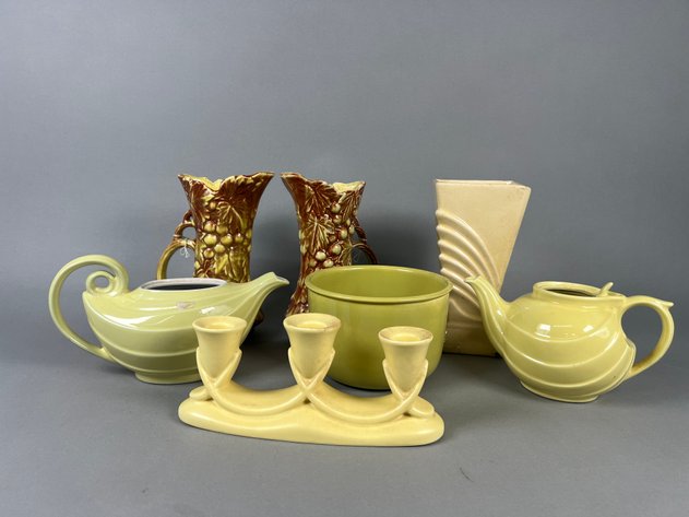 Image for Collection of Vintage McCoy, Hull & Bauer Pottery Including Vases, Pitcher & Candleholder