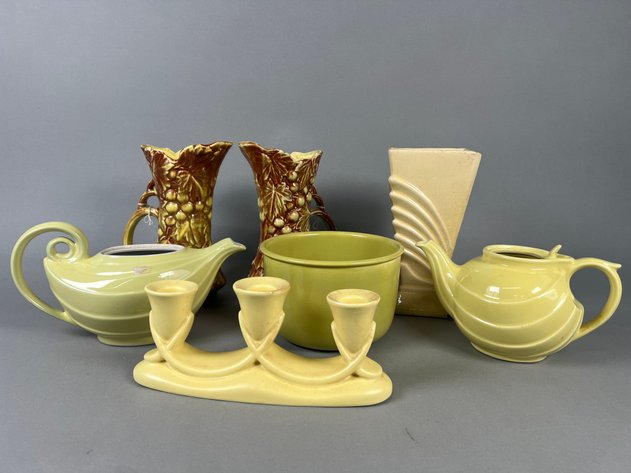 Image for Collection of Vintage McCoy, Hull & Bauer Pottery Including Vases, Pitcher & Candleholder