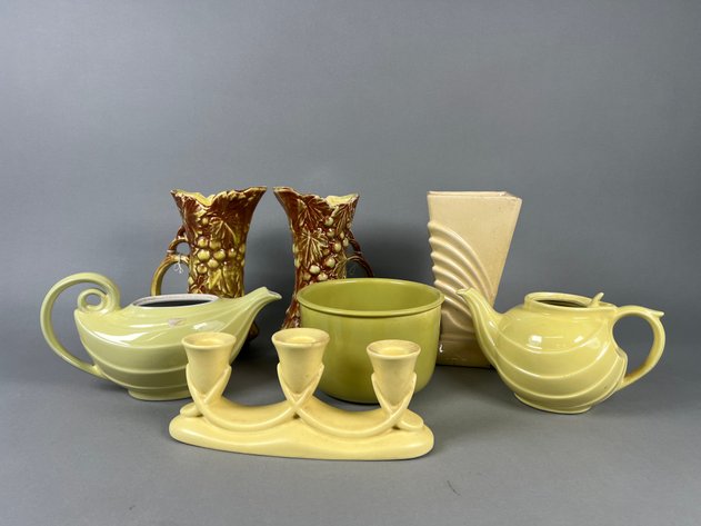 Image for Collection of Vintage McCoy, Hull & Bauer Pottery Including Vases, Pitcher & Candleholder