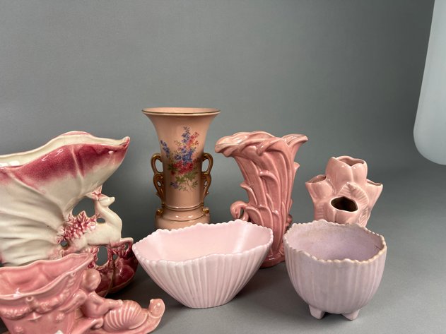 Image for Collection of Vintage Pink Pottery Including McCoy, Hull & More Vases, Planters & Decorative Pieces