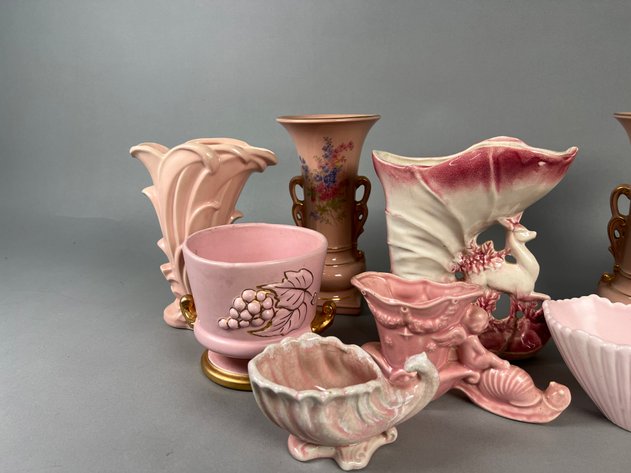 Image for Collection of Vintage Pink Pottery Including McCoy, Hull & More Vases, Planters & Decorative Pieces