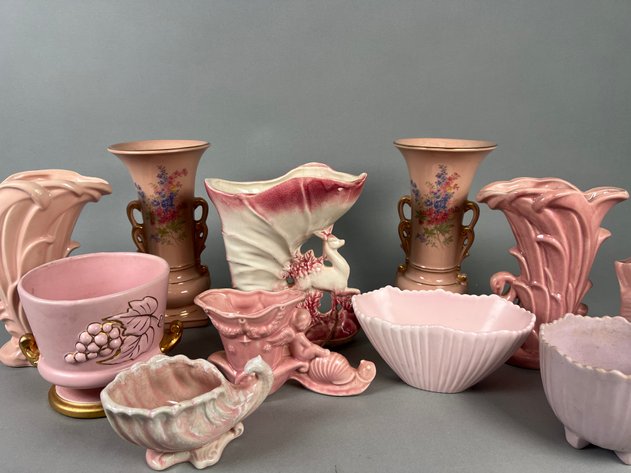 Image for Collection of Vintage Pink Pottery Including McCoy, Hull & More Vases, Planters & Decorative Pieces