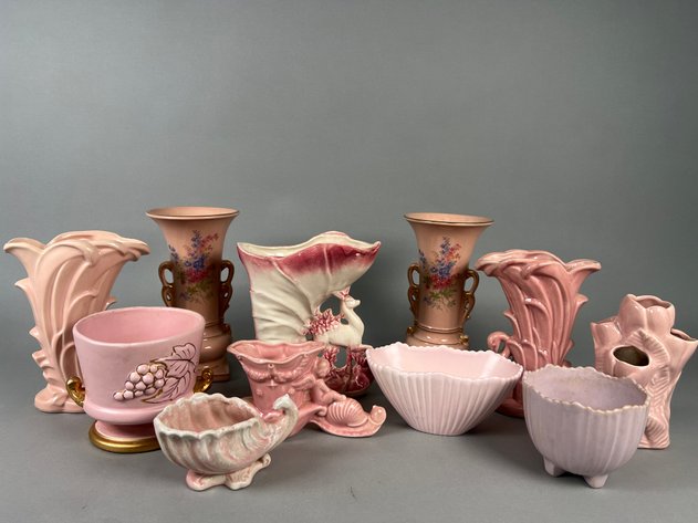 Image for Collection of Vintage Pink Pottery Including McCoy, Hull & More Vases, Planters & Decorative Pieces