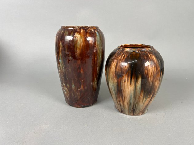 Image for Collection of Vintage Art Pottery Including McCoy Onyx Glaze Vases, Planters & Flower Frog