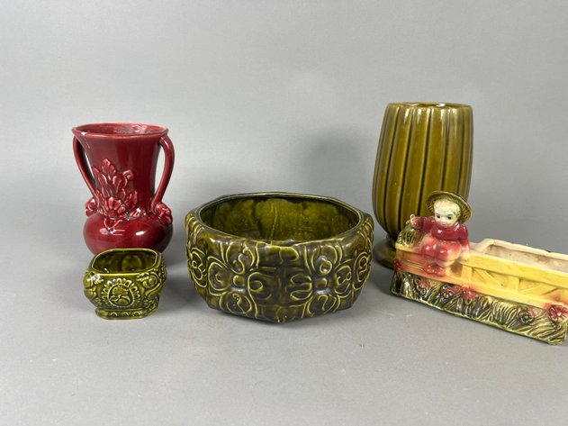 Image for Collection of Vintage McCoy & USA Pottery Including Planters & Vases