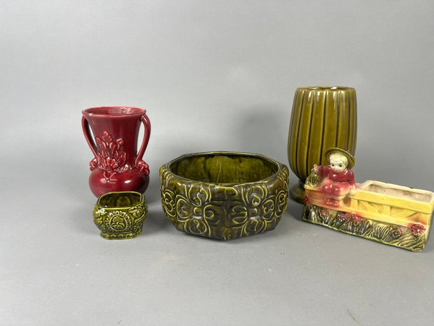 Image for Collection of Vintage McCoy & USA Pottery Including Planters & Vases