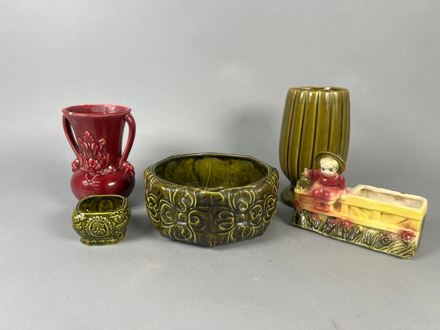 Image for Collection of Vintage McCoy & USA Pottery Including Planters & Vases