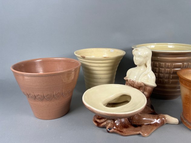 Image for Collection of Vintage American Art Pottery Including Haeger & Red Wing Planters, Jardinieres & Figural Planter