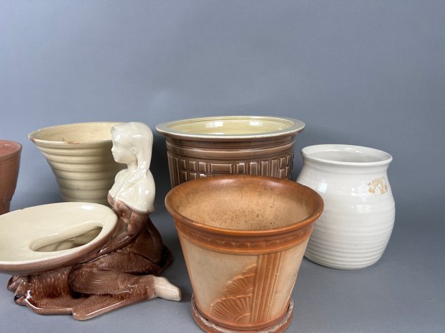 Image for Collection of Vintage American Art Pottery Including Haeger & Red Wing Planters, Jardinieres & Figural Planter