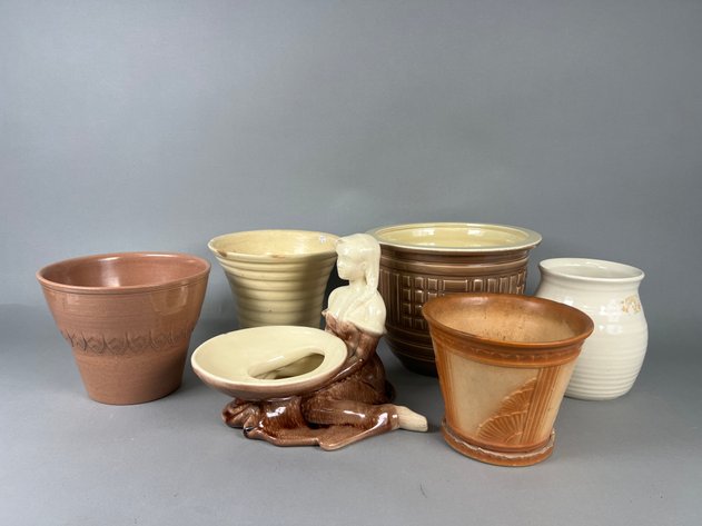 Image for Collection of Vintage American Art Pottery Including Haeger & Red Wing Planters, Jardinieres & Figural Planter