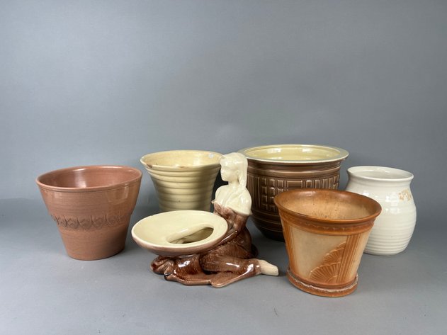 Image for Collection of Vintage American Art Pottery Including Haeger & Red Wing Planters, Jardinieres & Figural Planter