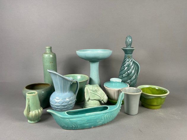 Image for Collection of Vintage Art Pottery Including Roseville Pasadena, Haeger, Missouri Mule & More Vases, Planters and Decorative Pieces