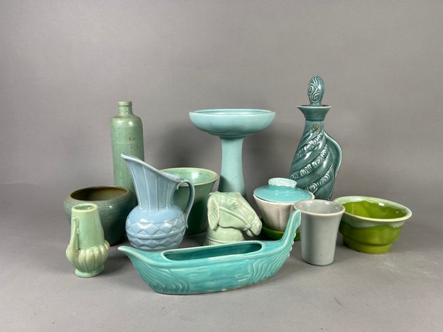Image for Collection of Vintage Art Pottery Including Roseville Pasadena, Haeger, Missouri Mule & More Vases, Planters and Decorative Pieces