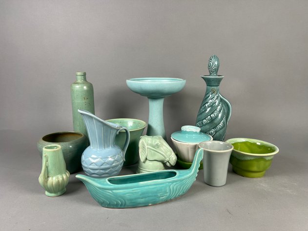 Image for Collection of Vintage Art Pottery Including Roseville Pasadena, Haeger, Missouri Mule & More Vases, Planters and Decorative Pieces