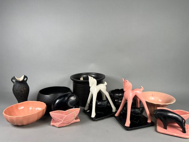 Image for Collection of Mid-Century Art Pottery Including Shawnee, Bauer & McCoy Figural Planters & Bowls