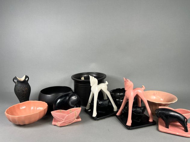 Image for Collection of Mid-Century Art Pottery Including Shawnee, Bauer & McCoy Figural Planters & Bowls