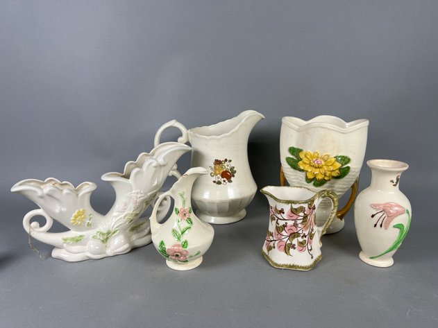 Image for Collection of Vintage Swan Figural Planters & Floral Pottery Including Pitchers, Vases & More