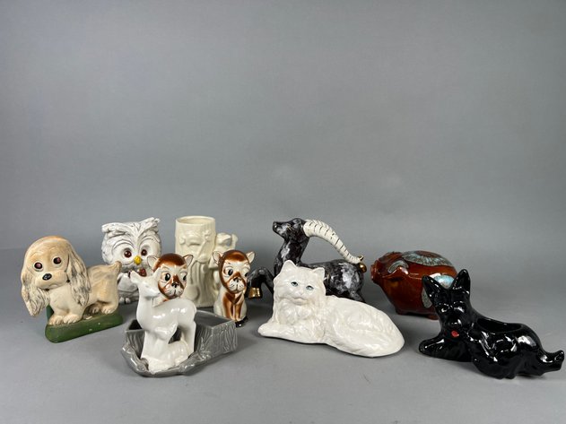 Image for Collection of Vintage Animal Figural  Pottery Including Hull 