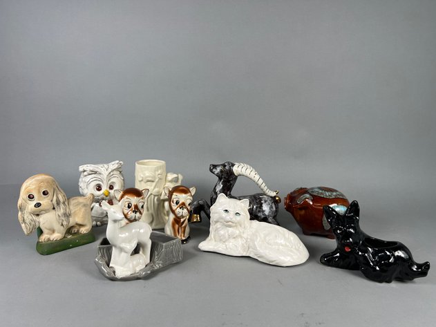 Image for Collection of Vintage Animal Figural  Pottery Including Hull 