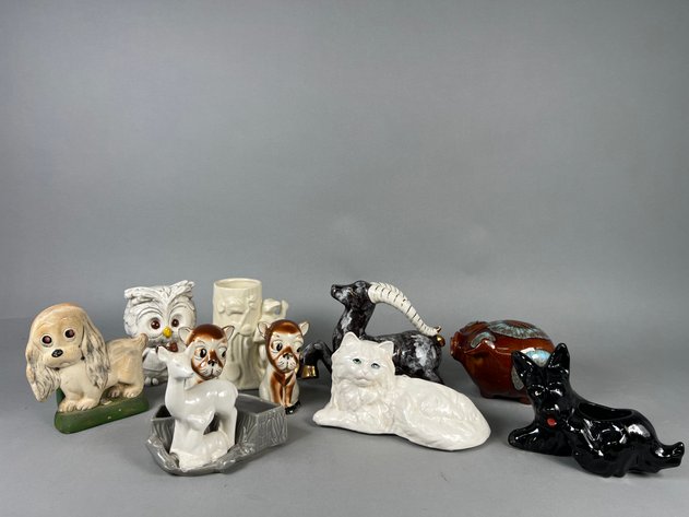 Image for Collection of Vintage Animal Figural  Pottery Including Hull 