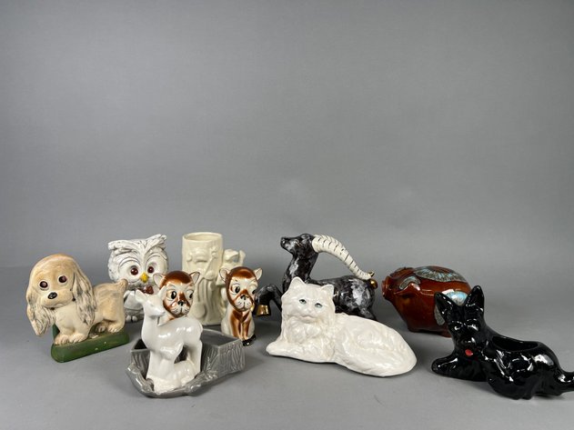 Image for Collection of Vintage Animal Figural  Pottery Including Hull 