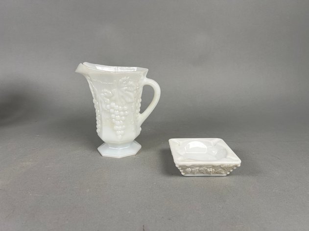 Image for Collection of Vintage Serveware Including Georges Briard Wildflower Coffee Pot, Anchor Hocking Milk Glass Pitcher & Johnson Bros Ironstone