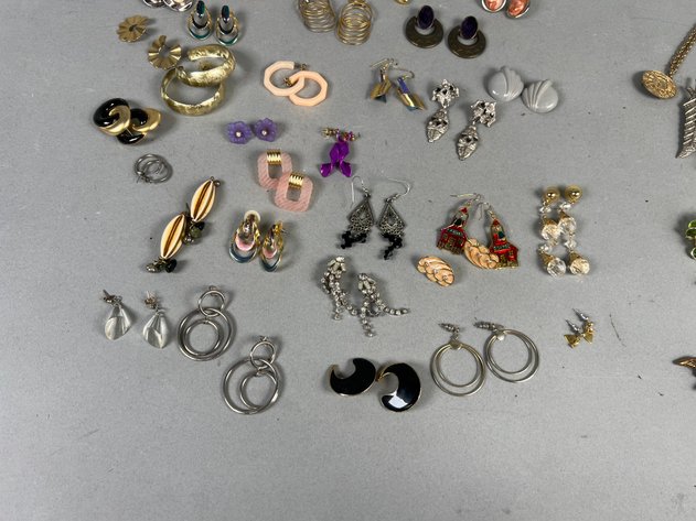 Image for Collection of Vintage Costume Jewelry Including Earrings, Brooches, Pins, Rings & Pendants
