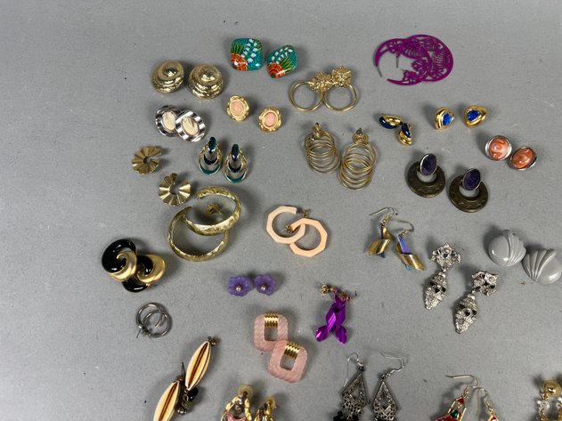 Image for Collection of Vintage Costume Jewelry Including Earrings, Brooches, Pins, Rings & Pendants