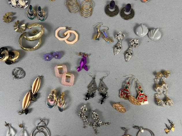 Image for Collection of Vintage Costume Jewelry Including Earrings, Brooches, Pins, Rings & Pendants