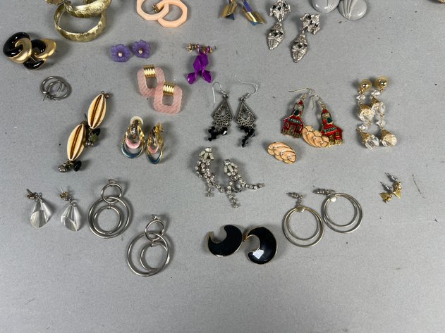 Image for Collection of Vintage Costume Jewelry Including Earrings, Brooches, Pins, Rings & Pendants