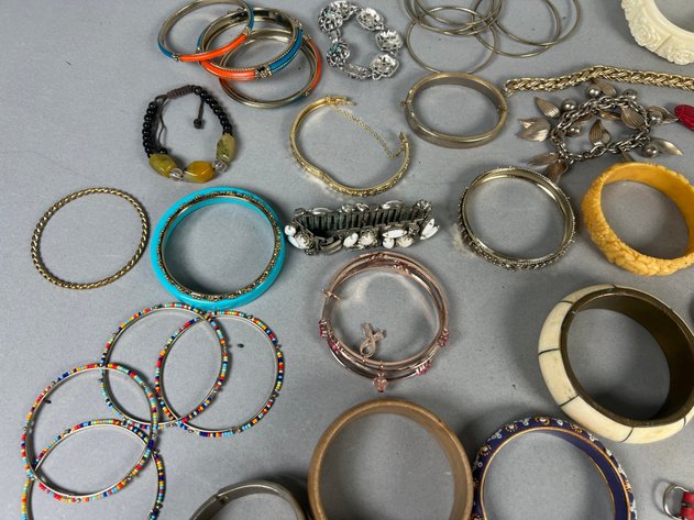 Image for Collection of Vintage Costume Jewelry Including Bangles, Bracelets, Wristwatches & Beaded Evening Bags