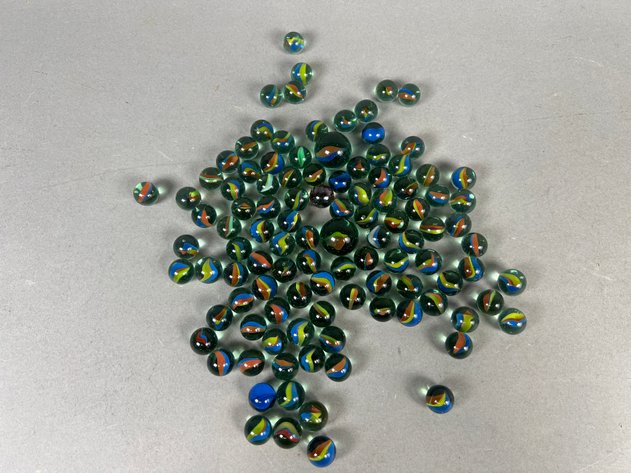Image for Collection of Vintage Multicolor Cat's Eye Glass Marbles