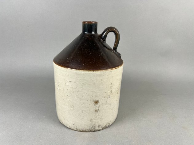 Image for Vintage Stoneware Two-Tone Whiskey Jug with Handle