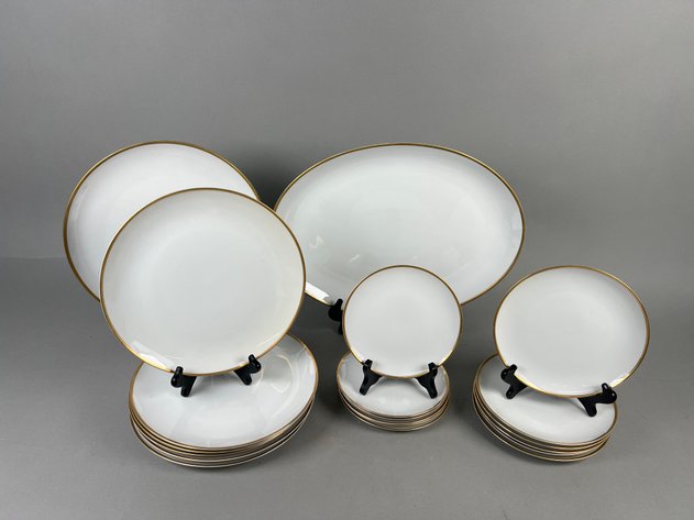 Image for Collection of Vintage Mikasa Continental Gold-Rimmed China Plates & Serving Platters