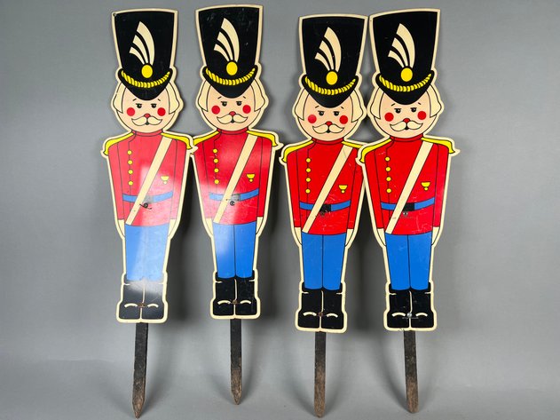 Image for Set of (4) Vintage Christmas Toy Soldier Yard Stakes