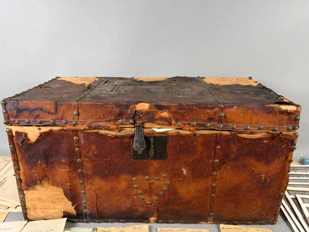 Image for Collection of Antique & Vintage Ephemera with Leather Trunk Full of Old Letters, Documents, Publications & Prints