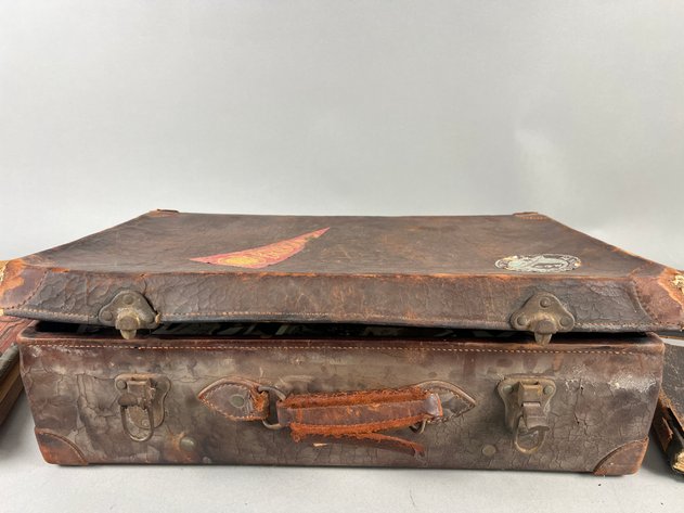 Image for Vintage Leather Suitcase Filled with Antique & Vintage Photographs