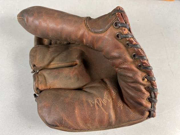 Image for Collection of Baseball Memorabilia Including Signed Vintage Leather Gloves, 2014 World Series Baseball, Who's Who Guides, Mickey Mantle Ornamnet & Stadium Seats