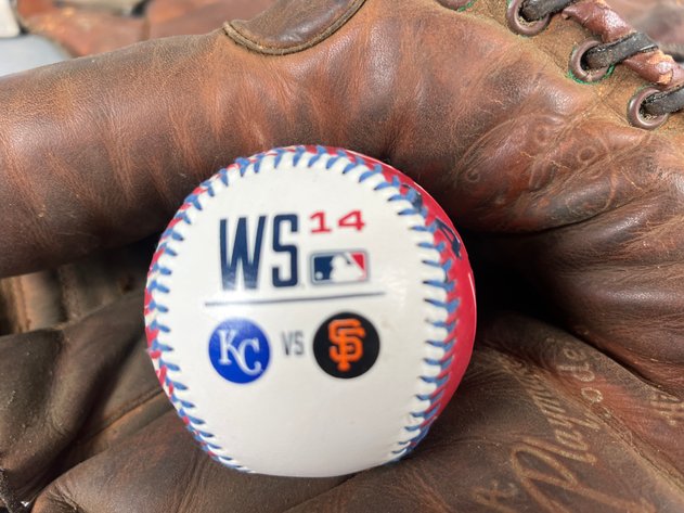 Image for Collection of Baseball Memorabilia Including Signed Vintage Leather Gloves, 2014 World Series Baseball, Who's Who Guides, Mickey Mantle Ornamnet & Stadium Seats