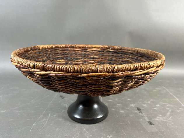 Image for Rustic Woven Pedestal Bowl